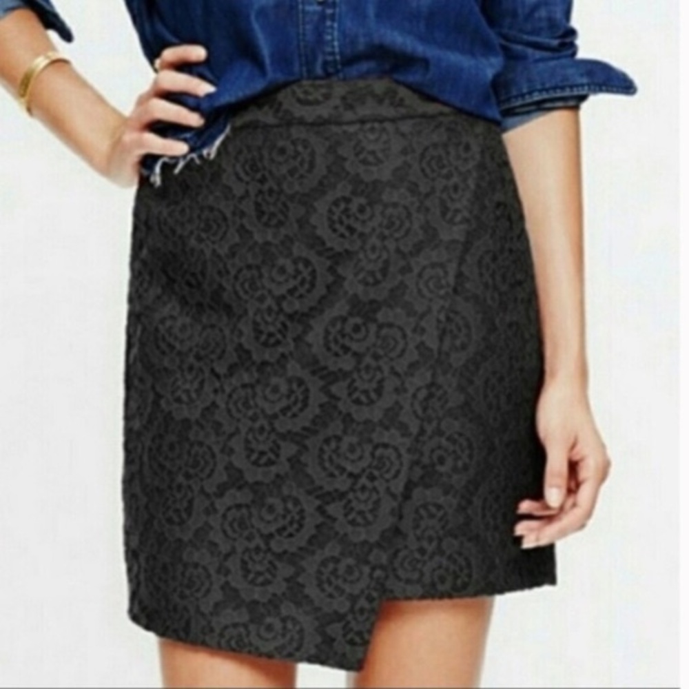 Madewell Black Lace Asymmetrical Mini Skirt - 0